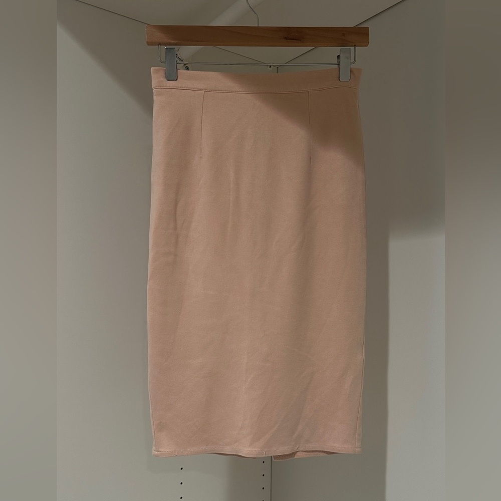 Suede midi pencil skirt